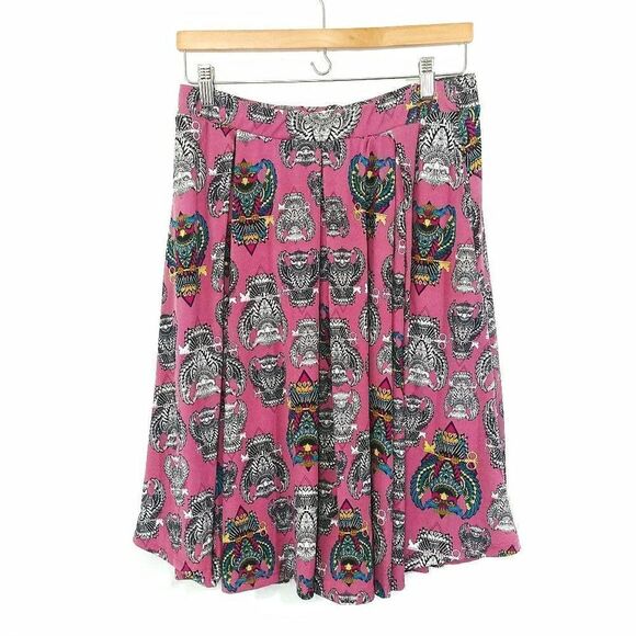 Lularoe Madison Skirt Owl Print Large Pink - Picture 3 of 4